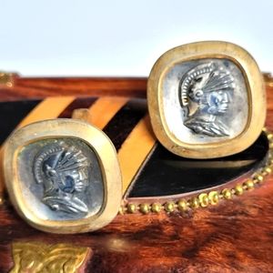 ROMAN SOLDIERS Gold Brass  CUFFLINKS - Vintage